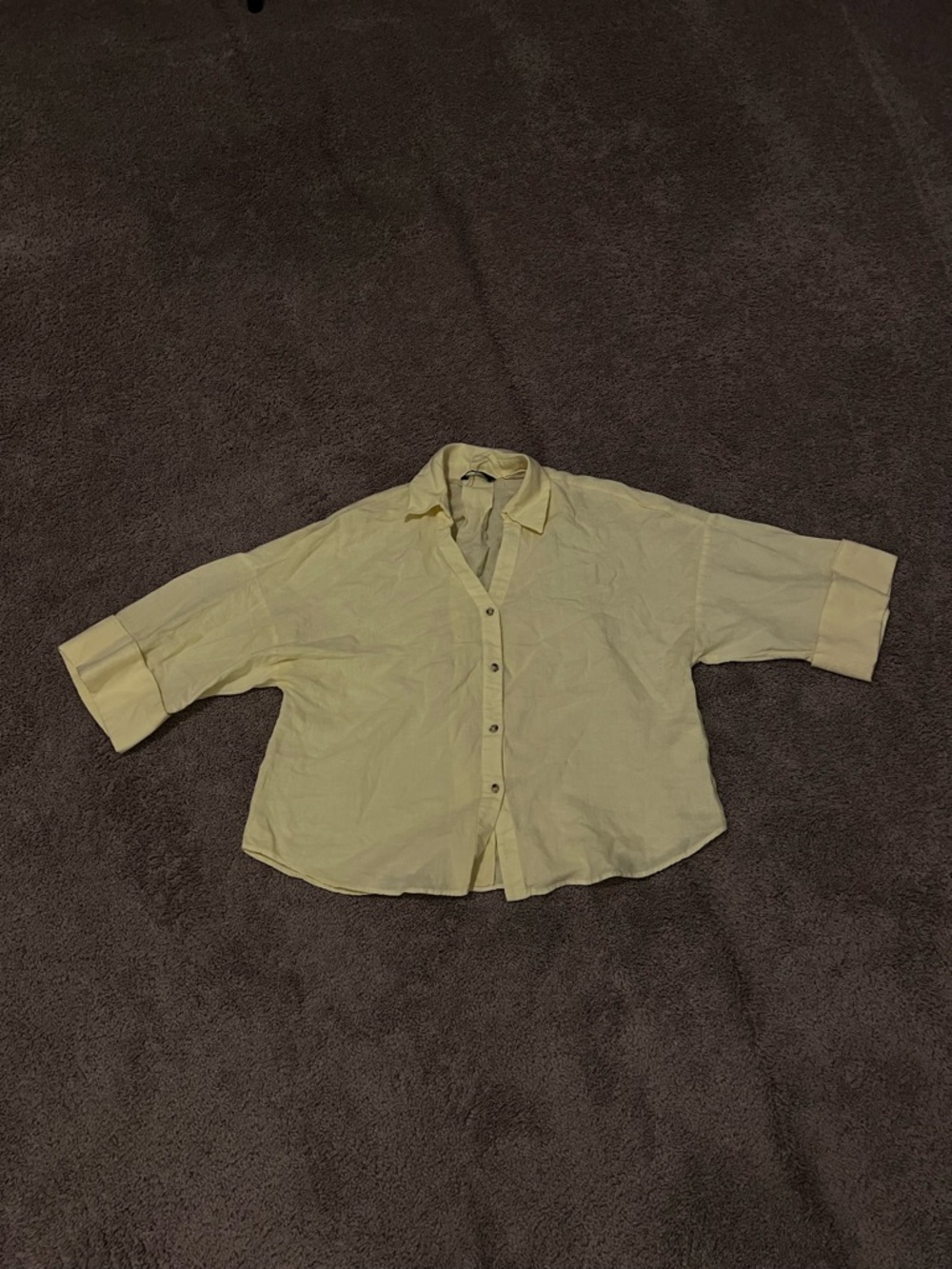 Light Yellow Women Button-Up Shirt